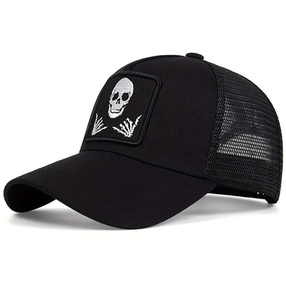 Unisex Skull Finger 666 Embroidery Baseball Net Caps Spring and Summer