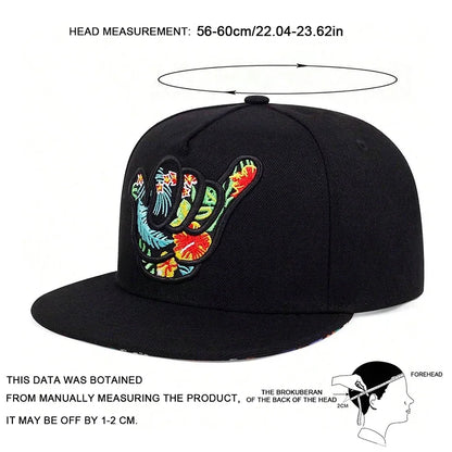 Unisex Fingers Embroidery Hip Hop Hats Spring Autumn Outdoor Adjustable Casual Baseball Caps Trucker Caps Sunscreen Hat