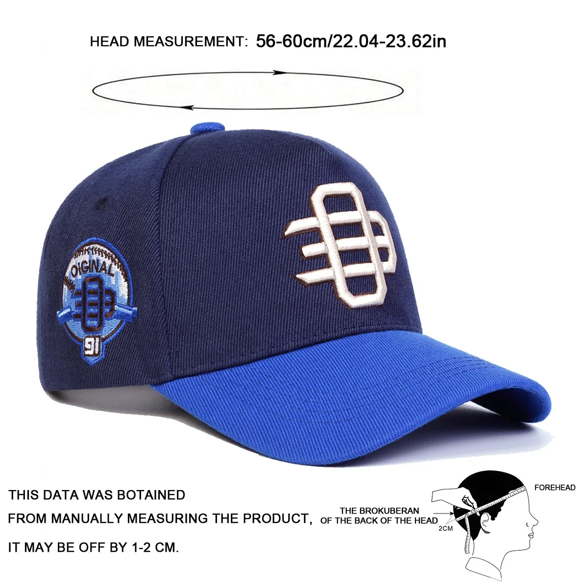 Unisex OE Side 91 Embroidery Baseball Caps Outdoor Spring and Autumn