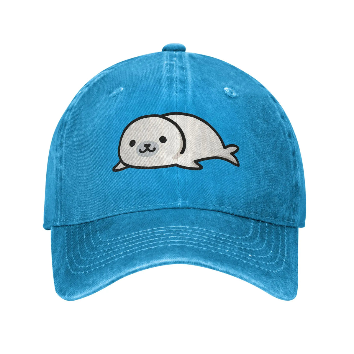 Seal Denim Fabric Cap Casual Baseball Caps Adjustable Hat
