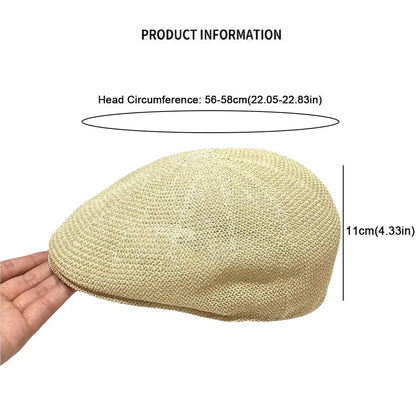 Retro Style Solid Color Straw Hat Adjustable Sun Protection Beach Hat