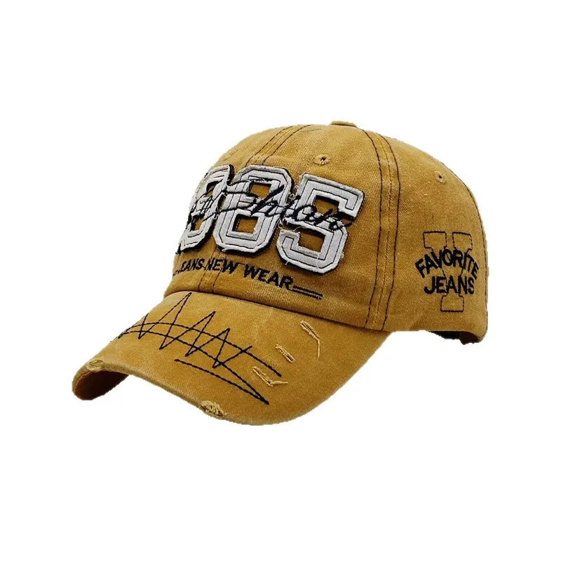 1pcs Vintage Baseball Hat with Digital Embroidery Casual Hip Hop Sun Hats