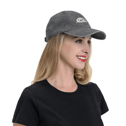 Seal Denim Fabric Cap Casual Baseball Caps Adjustable Hat