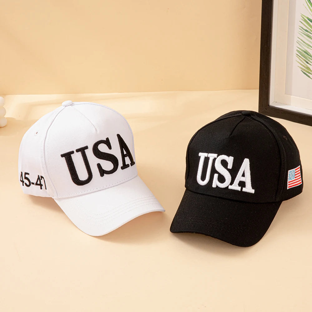 Fashion USA Letter Embroidered Baseball Cap American Flag Patch Adjustable Patriotic Dad Hat Outdoor Casual Daily