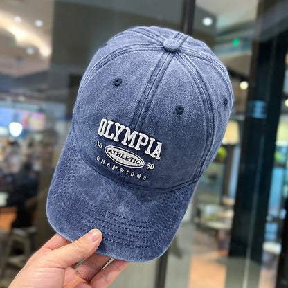 Washed Cotton Letter Baseball Cap For Women Men