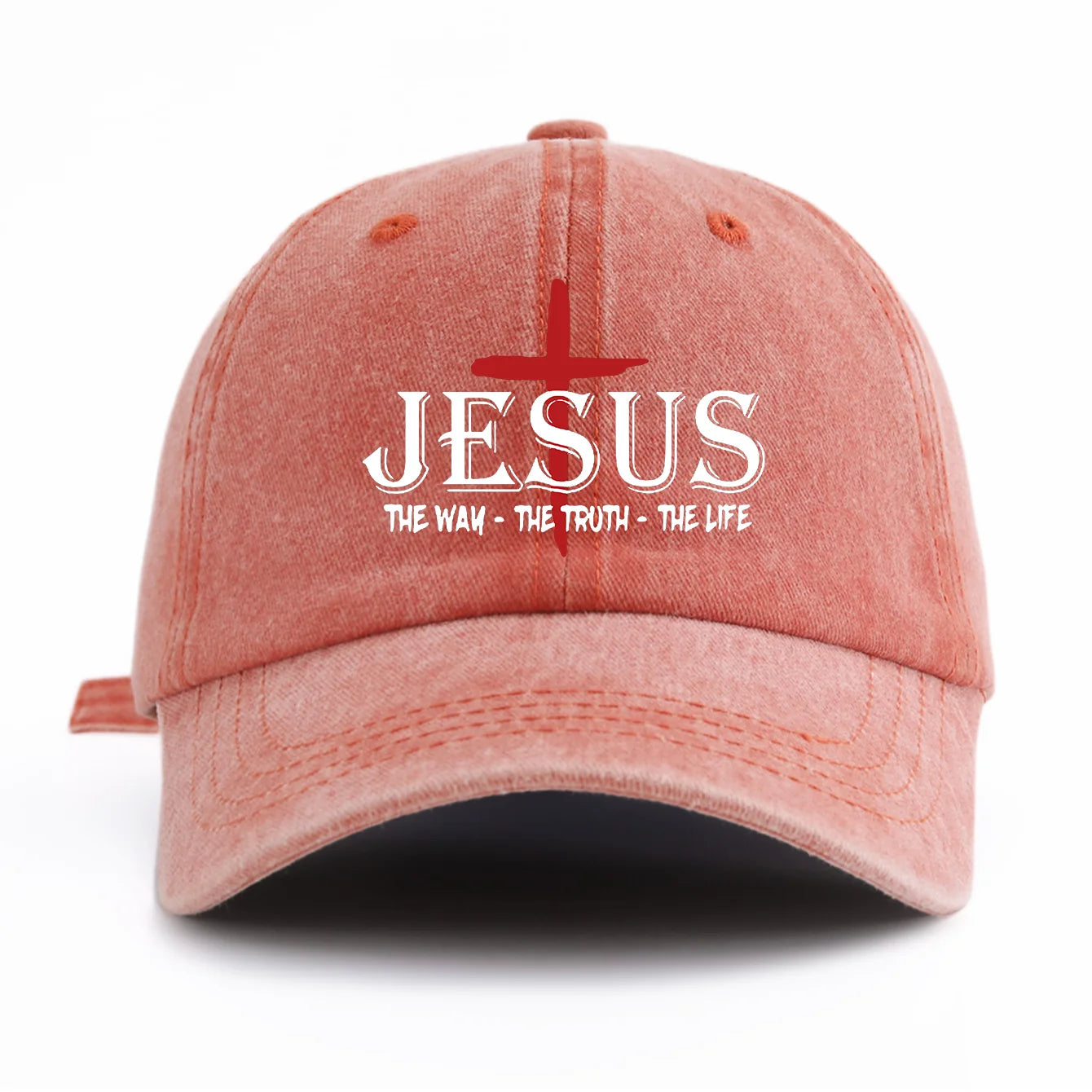 1 Pc Jesus Cross Print Washed Baseball Cap