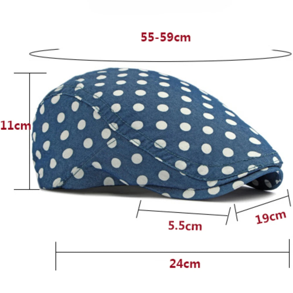 Men Women Retro Artist Painter Dots Beret Hat