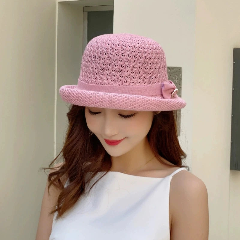 Summer Sun Protection Hat French-Style Rolled-Brim Sun Hat