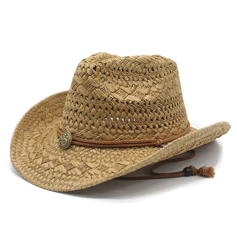 Men's Summer Foldable Straw Cowboy Hat