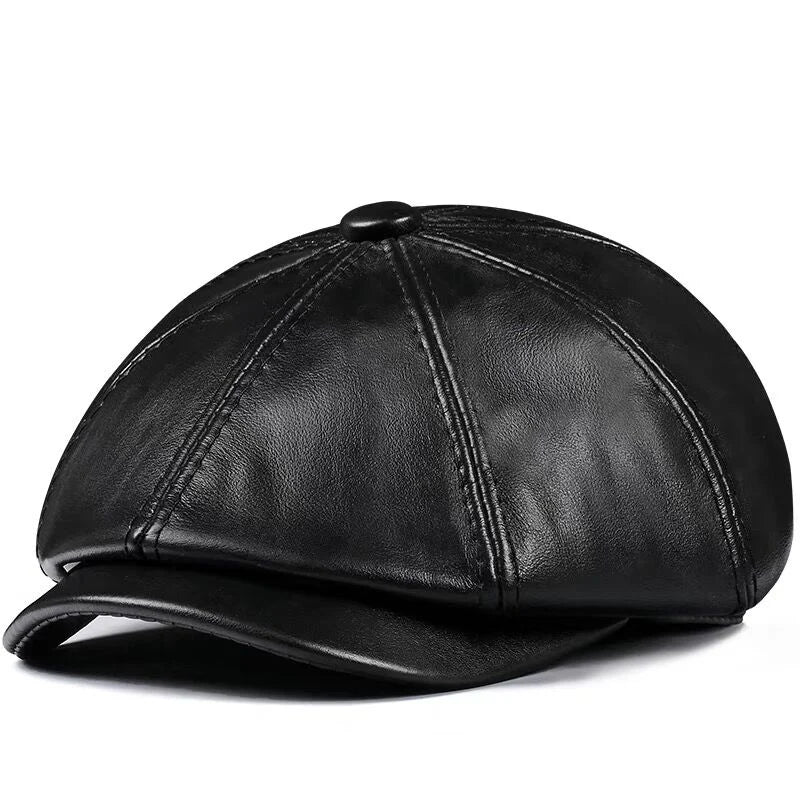 Spring New Genuine Leather Hat Cap Cowhide Beret