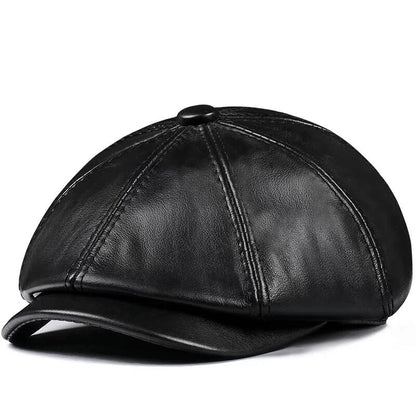 Spring New Genuine Leather Hat Cap Cowhide Beret