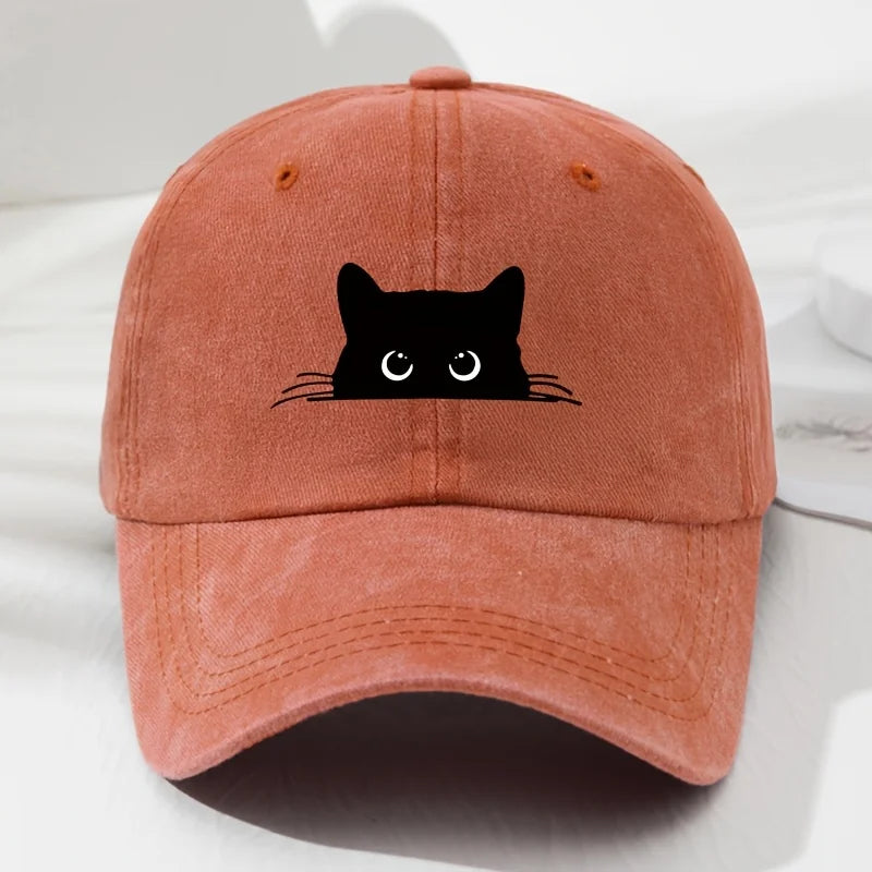 Black Cat Printed Baseball Cap Retro Men's and Women's