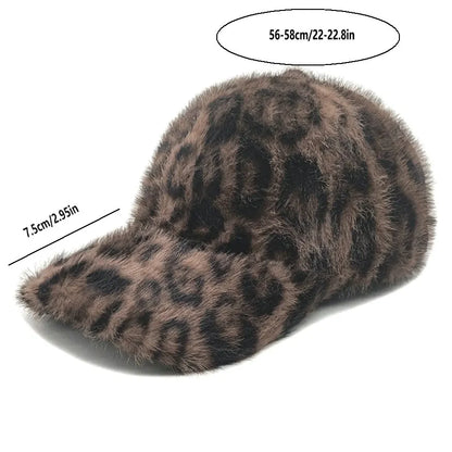 Chic Leopard Print Plush Baseball Cap