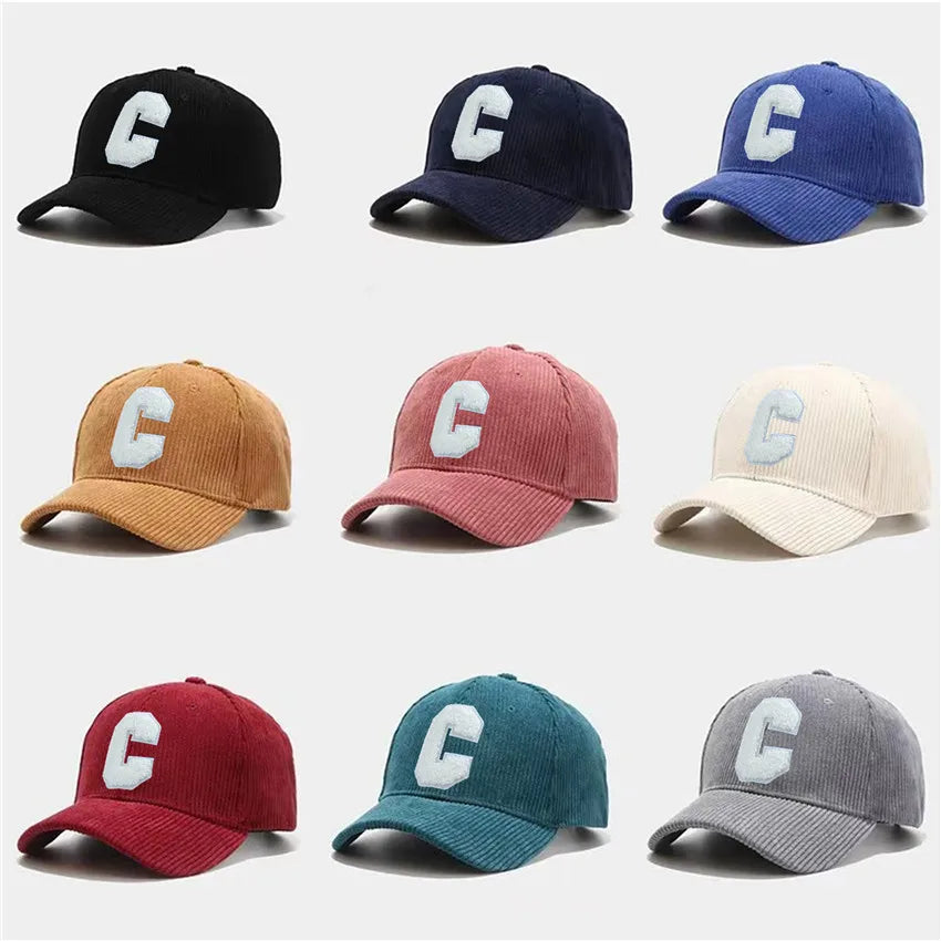 Corduroy Baseball Cap Ladirs Fashion C Letter
