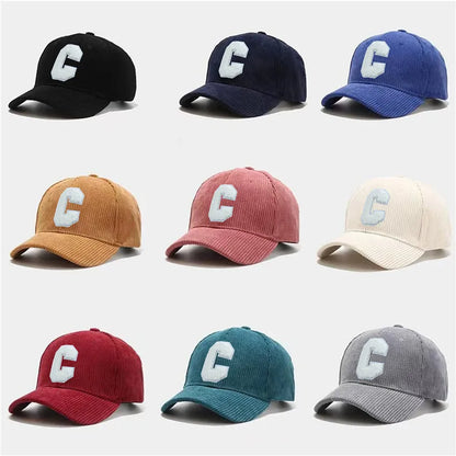 Corduroy Baseball Cap Ladirs Fashion C Letter