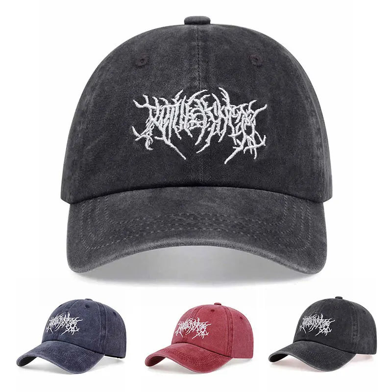 Vintage Washed Punk Hip Hop Baseball Cap Embroidered Dad Hat Vintage Classic Style