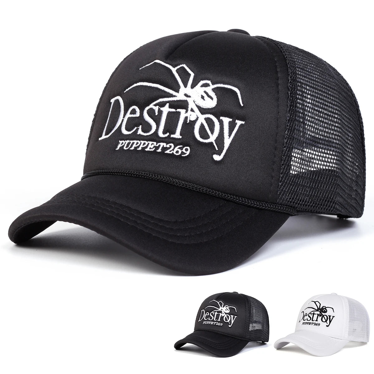 Unisex Destroy Spider Embroidery Baseball Net Caps Spring and Summer