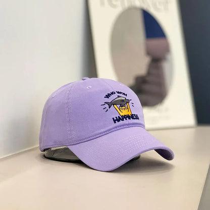 Baseball Cap Women Men Cat Fish Embroidery Snapback Hats