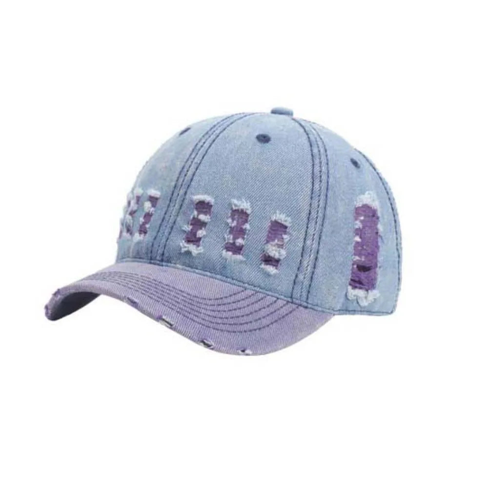 Adjustable Frayed Denim Baseball Cap
