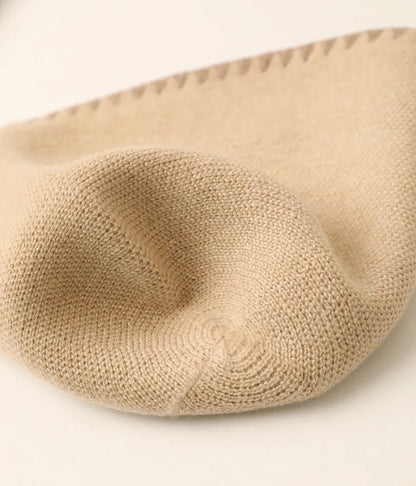 Contrast Stitch Cashmere Wool Bucket Hat