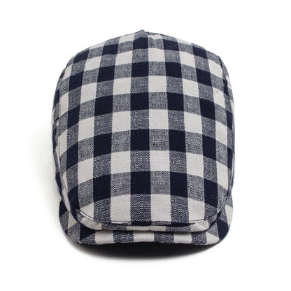 New Fashion Plaid Beret Men Women Vintage Visor Flat Cap