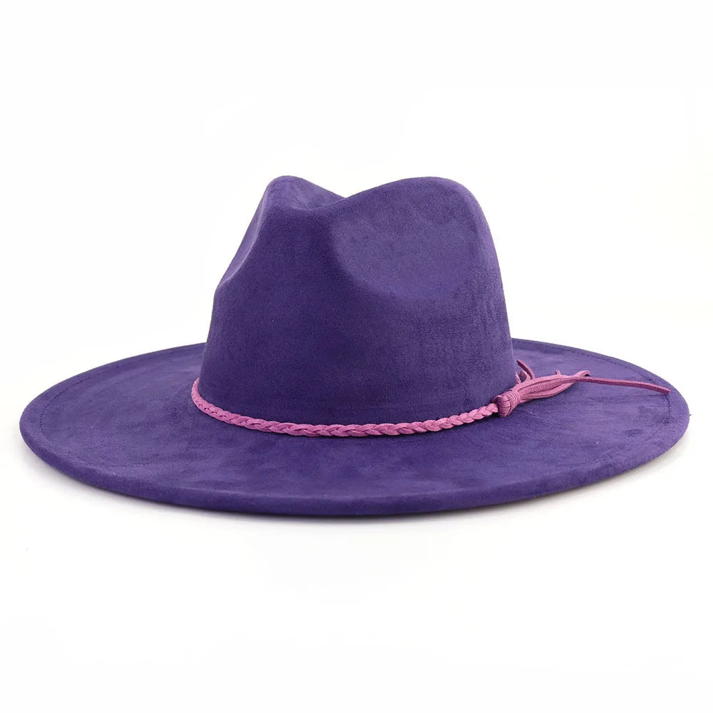 Malachite Green Suede Hat Wide Brim Fedora Hat Men Women Autumn Winter