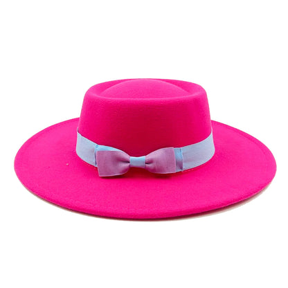 New Oversized Edge Flat Top Hat Retro French Felt Hat
