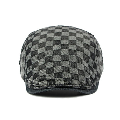 Plaid Berets Hat Men And Women Washed Denim Visors