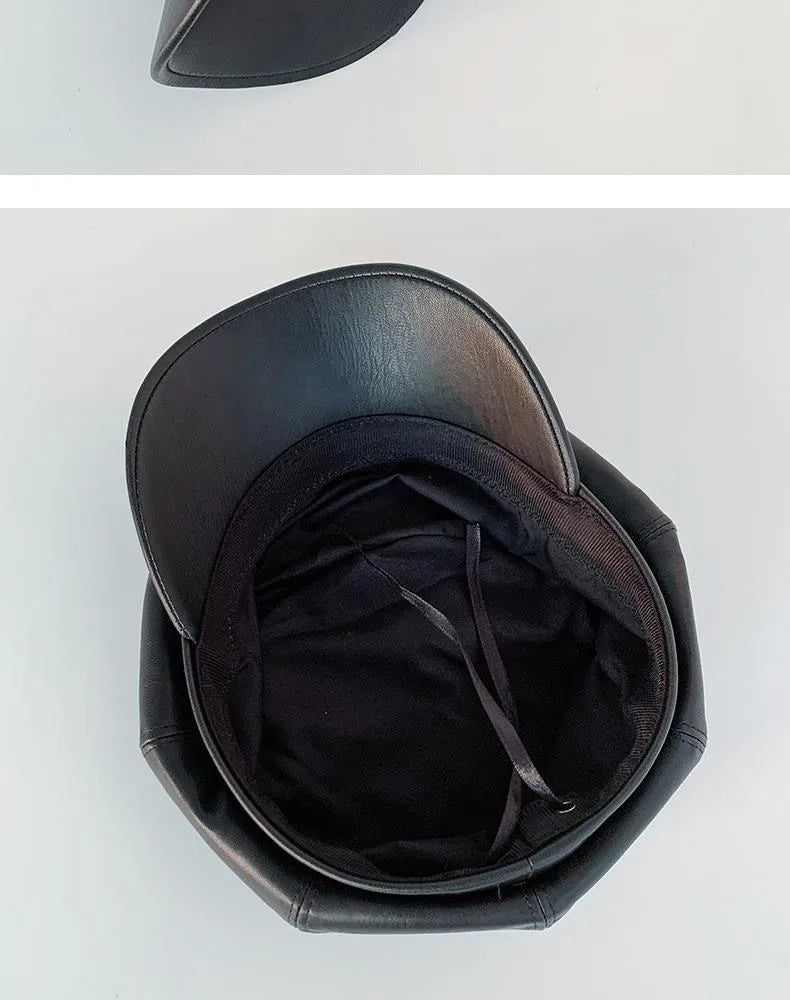 Korean Version Leather Beret, Kids Autumn Winter Octagonal Hat