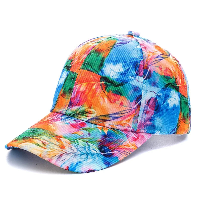 Outdoor Casual Tie Dye Caps For Women Rainbow Colorful Baseball Cap