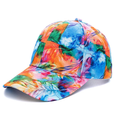 Outdoor Casual Tie Dye Caps For Women Rainbow Colorful Baseball Cap