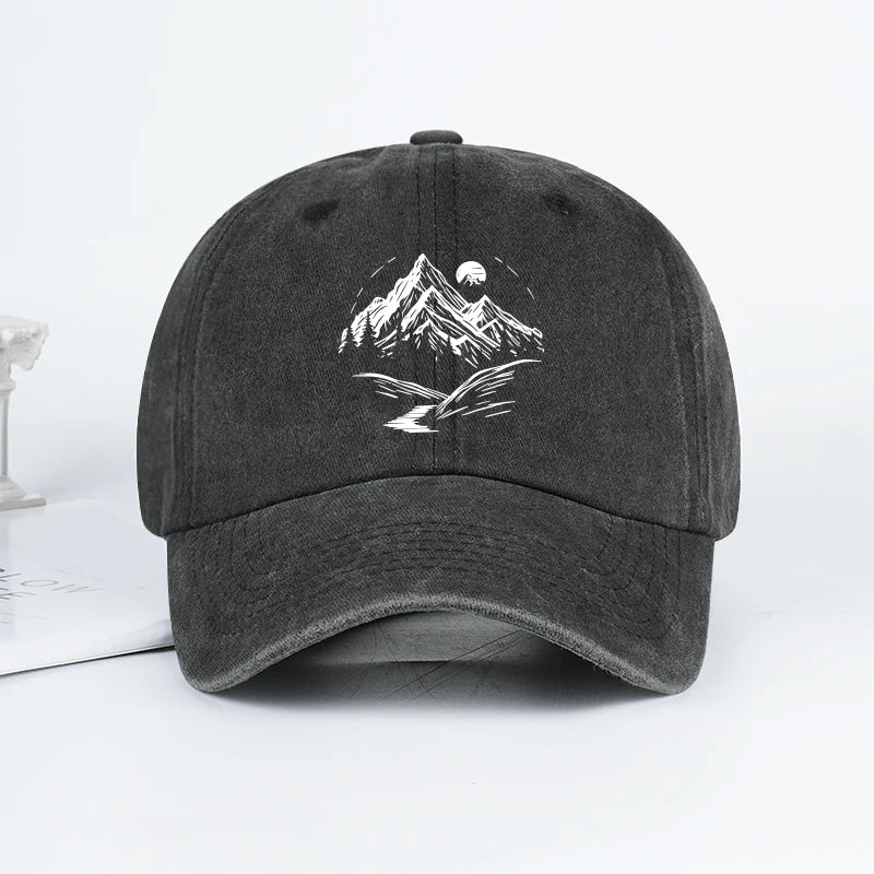 Mountain Landscape Washed Baseball Cap
