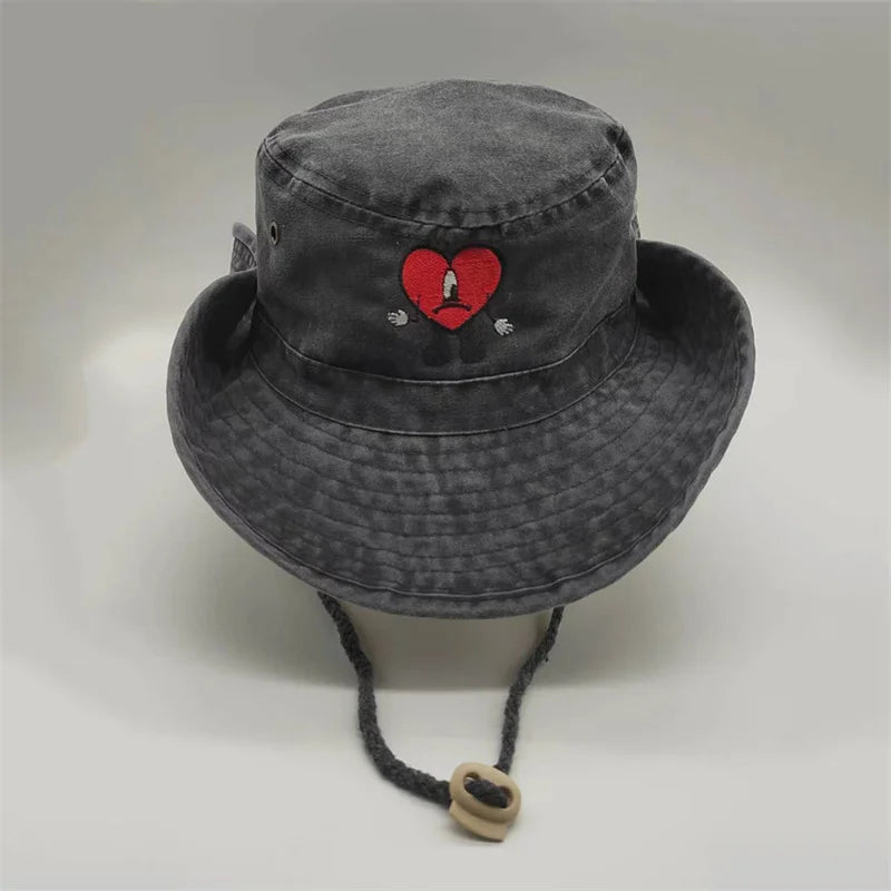 Cotton Embroidered Bad Bunny Fisherman Hat