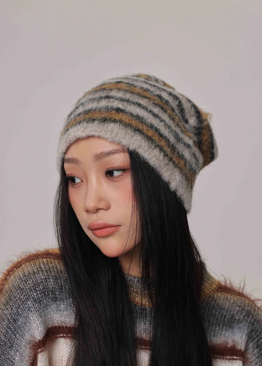 Striped Knitted Beanies Hats For Women & Men