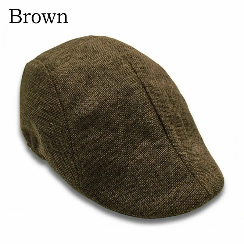 Vintage Linen Beret Caps For Men Women Autumn Fashion Newsboy Adjustable Hats