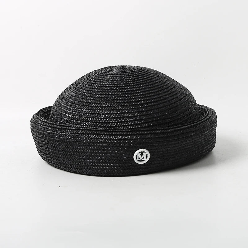 100% Natural Round Straw Hat For Women Japanese Summer Sailor Hat