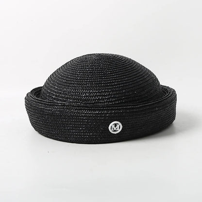 100% Natural Round Straw Hat For Women Japanese Summer Sailor Hat