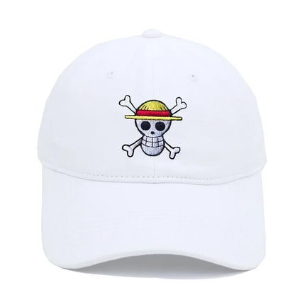 Anime Washed Denim Hats Cosplay Adult Unisex Cap Cartoon Embroidery Luffy Peripheral Fashion  Beanie Hat