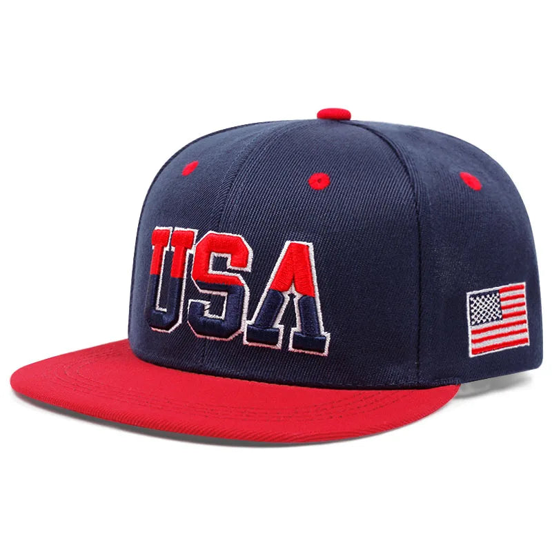 Fashion Personalized New Flat Brimmed Hat USA Embroidered Street Daily Baseball Hat Unisex