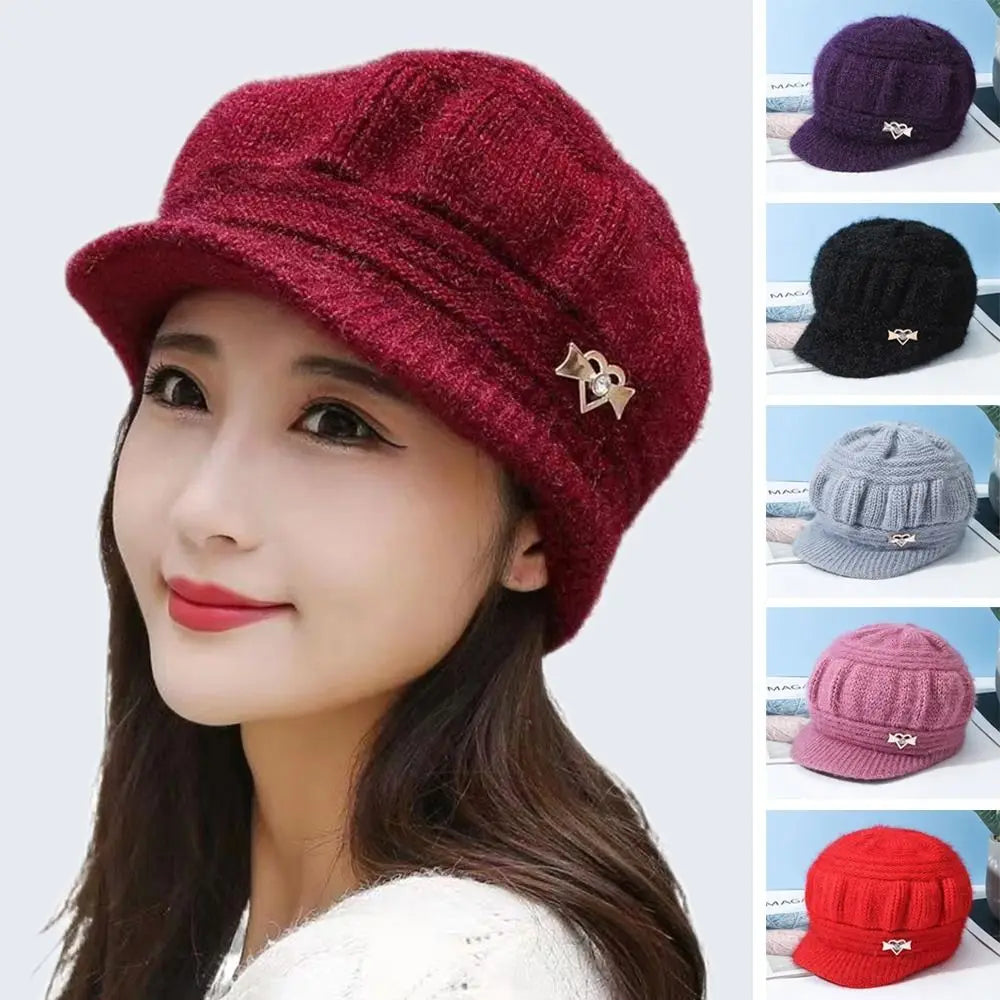 Women's Fashion Knitted Wool Hat Solid Color Windproof Cap