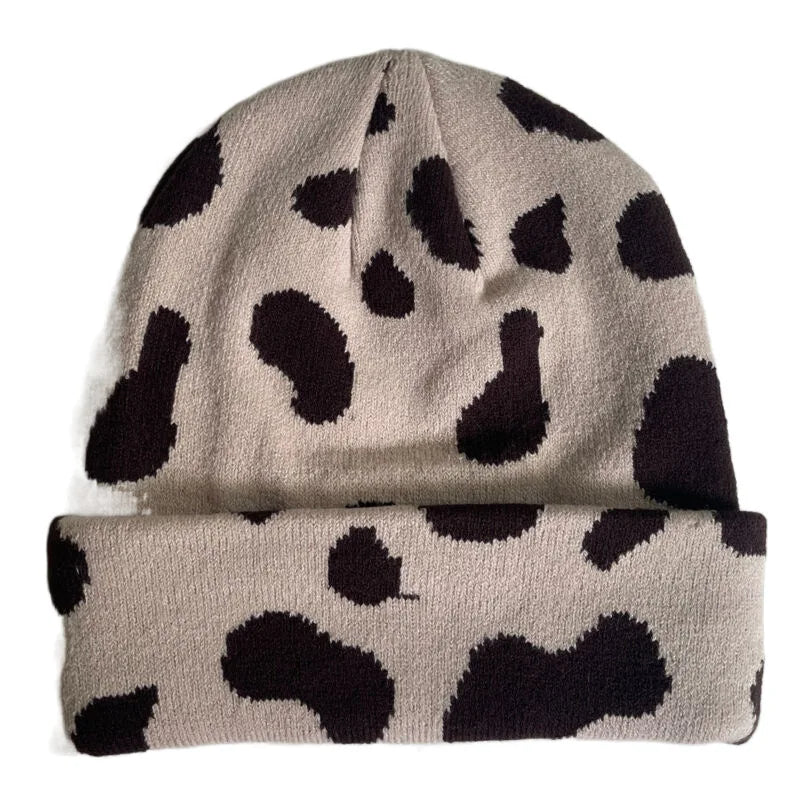 Winter Leopard Knitted Hats For Women Men Outdoor
