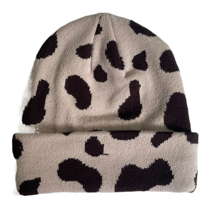 Winter Leopard Knitted Hats For Women Men Outdoor