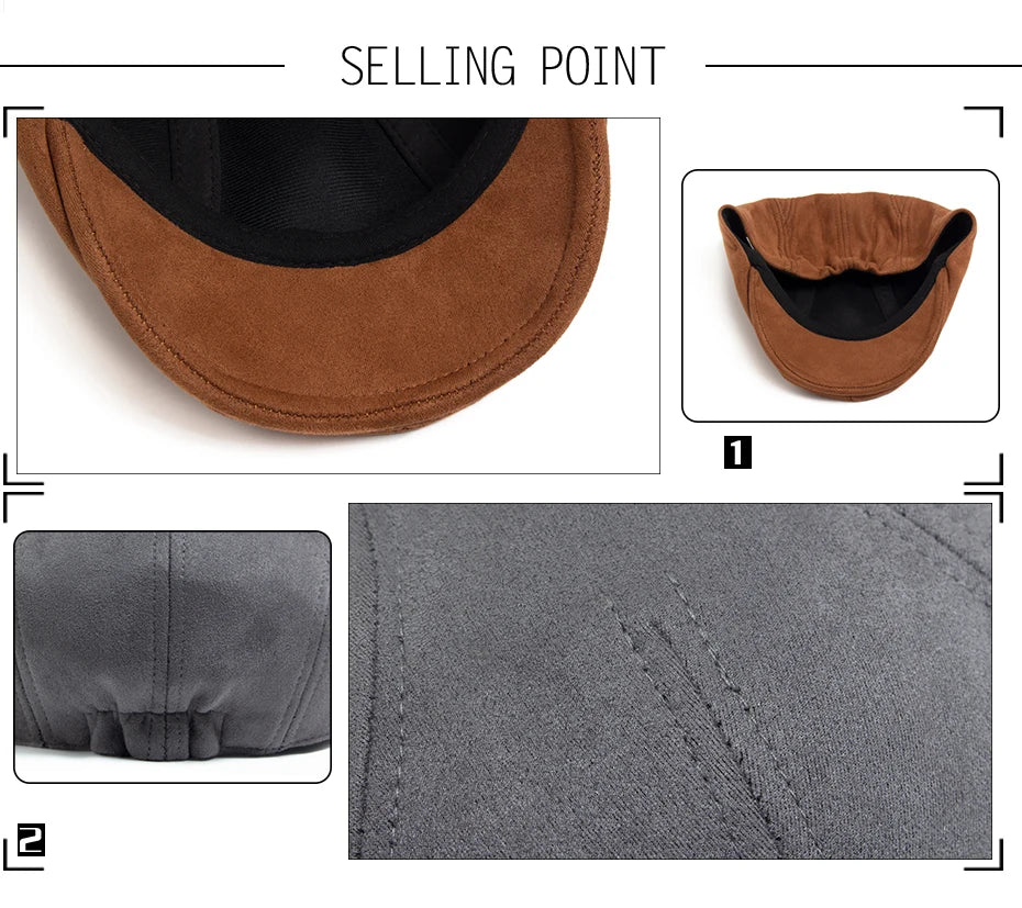 New Suede Autumn Winter Beret Fashion Vintage Men Women Newsboy Hat