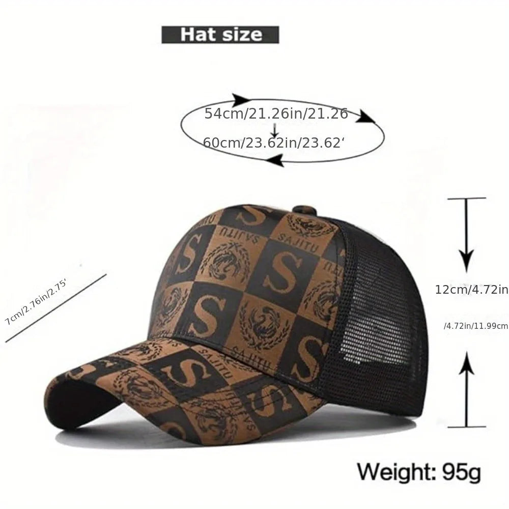 1pc Men's Fashionable Baseball Cap - Breathable Mesh, Black/Red, Outdoor Travel
