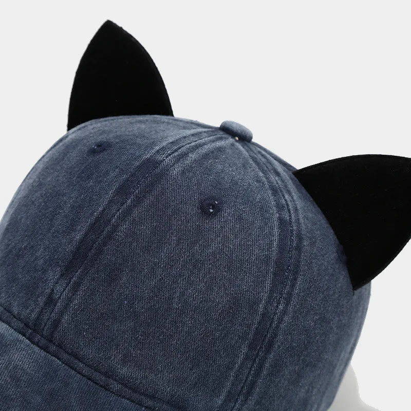 Cute Cat Ears Baseball Cap Women Summer Soft Top Caps Student Couple Personalized Hat