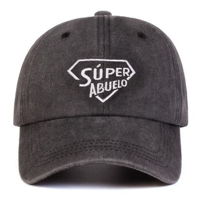 Unisex Super Abuelo Letter Embroidery Wash Baseball Caps Spring Autumn