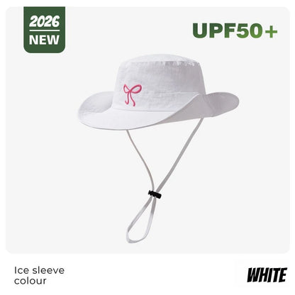 Korean Embroidery Pink Bow Quick Fisherman Hat