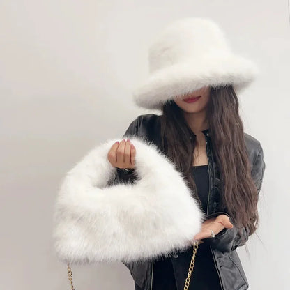 Autumn And Winter Women's Hats Faux Fur Bucket Hat
