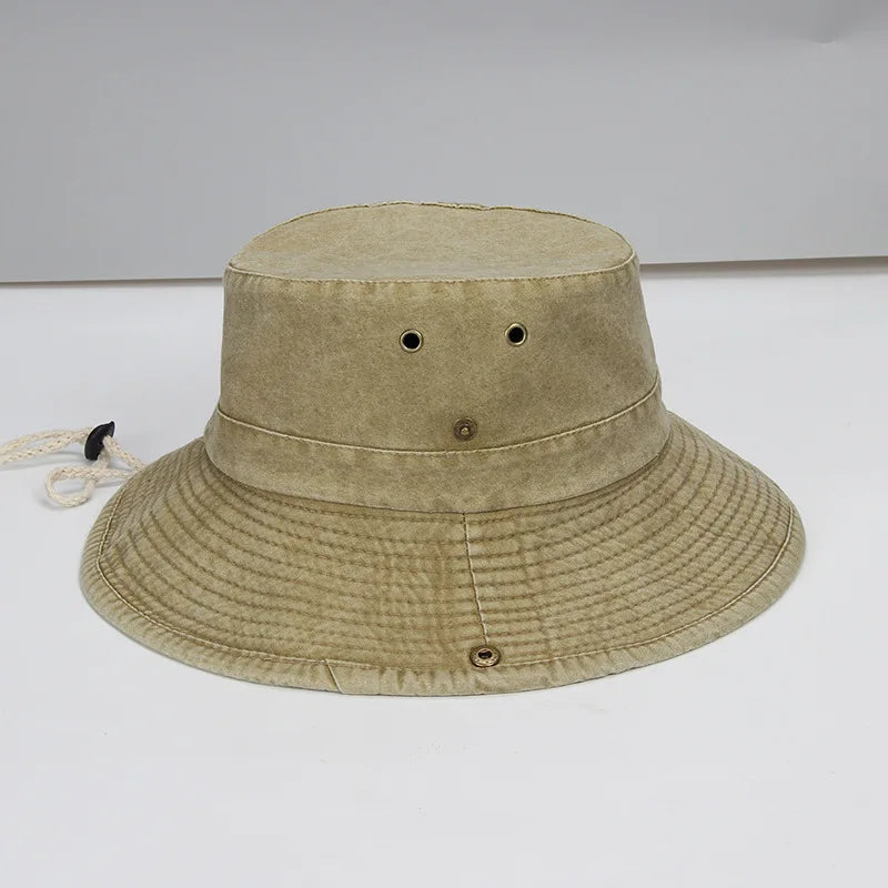 62cm Big Size Cotton Bucket Hat Men Hiking Fishing Safari Hat