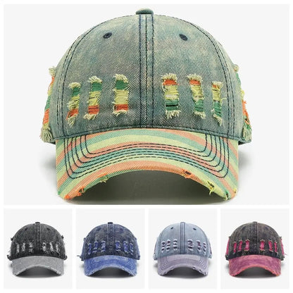 Adjustable Frayed Denim Baseball Cap